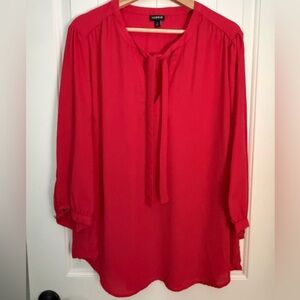 Torrid Bold Red Blouse with Tie Neck